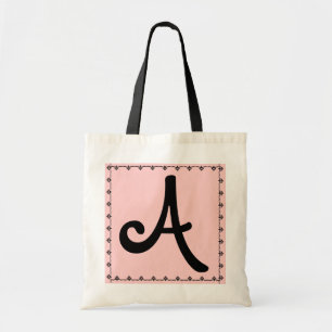 Bridesmaid Bag - BLACK Monogram PINK Background