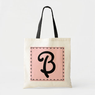 Bridesmaid Bag - BLACK Monogram PINK Background