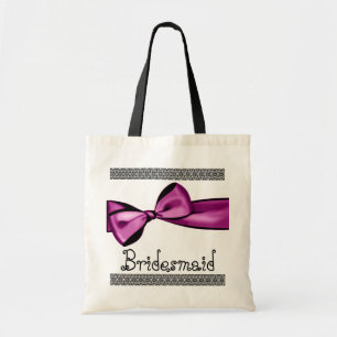 Bridesmaid Bag - Pink Faux Satin Bow and Lace