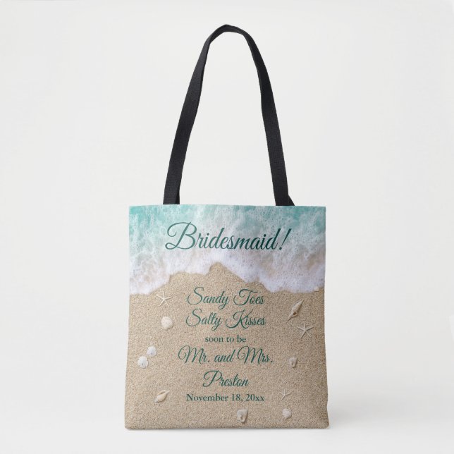Bridesmaid Beach Waves Sandy Toes Tote Bag (Front)