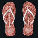 Bridesmaid Beach Wedding | Team Bride Rose Gold Thongs<br><div class="desc">Customised, trendy rose gold beach wedding flip flop sandals- Faux foil, rose gold heart design at bottom. Reads Team, then Bride, on other sandal in elegant style letters. Bridesmaid is printed down the middle in modern, white letters. Change to fit bridal party members, such as flower girl or maid of...</div>