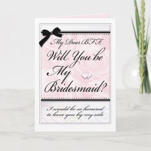 Bridesmaid BFF Best Friend Forever Roses Hearts Card