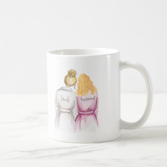 Bridesmaid? Bl Bun Bride Bl Curls Maid Coffee Mug (Right)