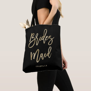 Bridesmaid   Black and Gold Bridal Party Tote Bag