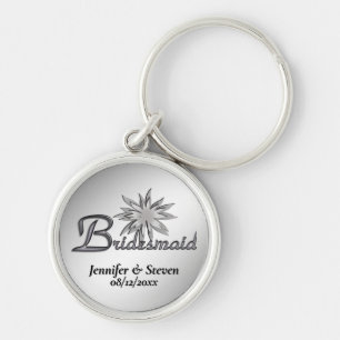 Bridesmaid Black and White Custom Keychains