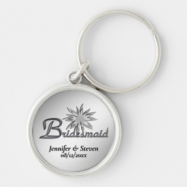 Bridesmaid Black and White Custom Keychains (Front)