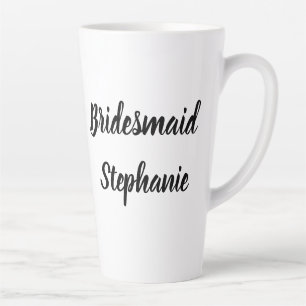 Bridesmaid Black Elegant Script Stylish Weddings Latte Mug