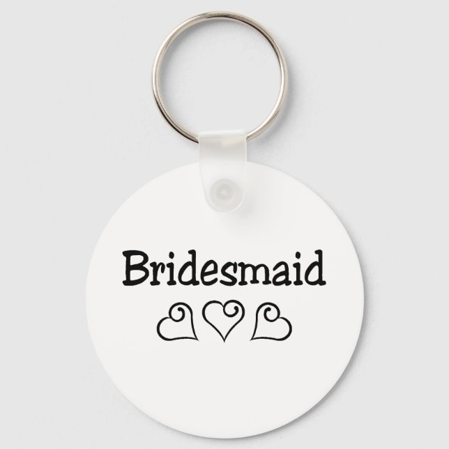 Bridesmaid Black Hearts Key Ring (Front)