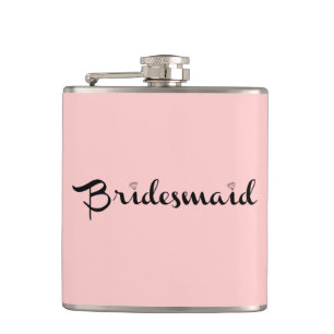 Bridesmaid Black On Pink Hip Flask