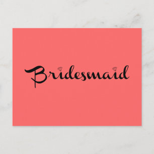 Bridesmaid Black on Salmon Postcard
