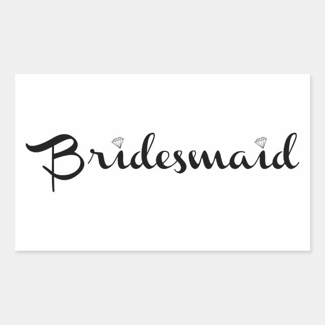 Bridesmaid Black on White Rectangular Sticker (Front)