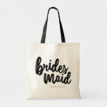 Bridesmaid Black Script Tote Bag - Customisable<br><div class="desc">This Bridesmaid tote bag features black script lettering and a customisable name</div>