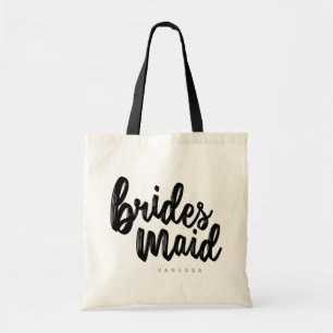 Bridesmaid Black Script Tote Bag - Customisable