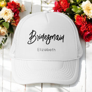 Bridesmaid Black White Wedding Trucker Hat