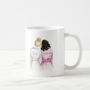 Bridesmaid? Blonde Bun Bride Dark Br Curly Maid Coffee Mug