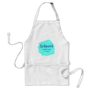 Bridesmaid blue green watercolor add name date sty standard apron