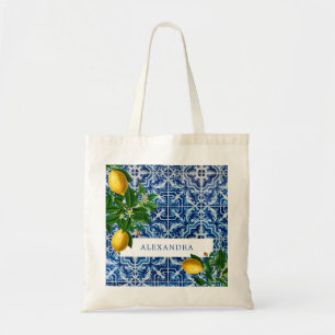 Bridesmaid Blue Tiles Lemons Personal Tote Bag