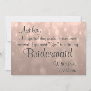 Bridesmaid Blush Bokeh Invitation