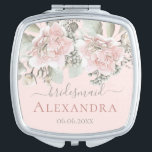 Bridesmaid blush floral dusty rose boho chic name compact mirror<br><div class="desc">Bridesmaid blush floral dusty rose boho chic name compact mirror,  bridesmaid gift. This wedding design is part of my Blush Rose Wedding collection (https://www.zazzle.com/collections/blush_rose_wedding-119664950616194974),  
where you can find wedding inviation,  save the date,  RSVP,  wedding enclosure,  menu,  wedding favour,  etc designs.</div>