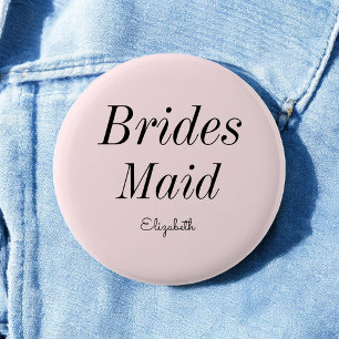 Bridesmaid Blush Pink Black Wedding 6 Cm Round Badge