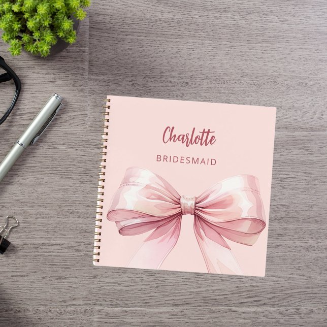 Bridesmaid blush pink bow notebook (Creator Uploaded)