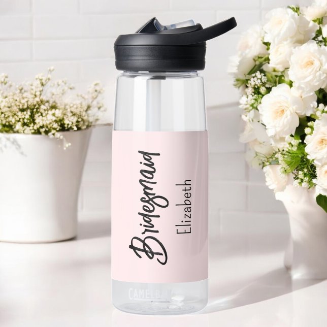 Bridesmaid Blush Pink Bridal Shower Water Bottle (Creator Uploaded)