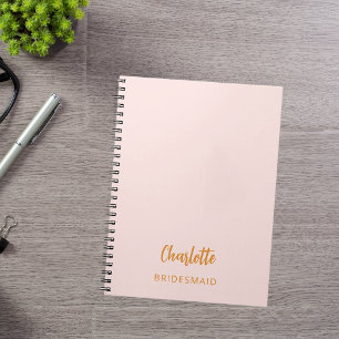 Bridesmaid blush pink notebook
