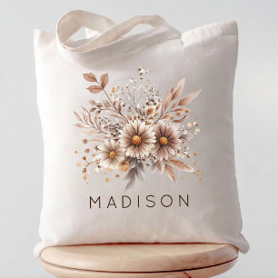Bridesmaid   Boho Floral Bachelorette Party Name Tote Bag