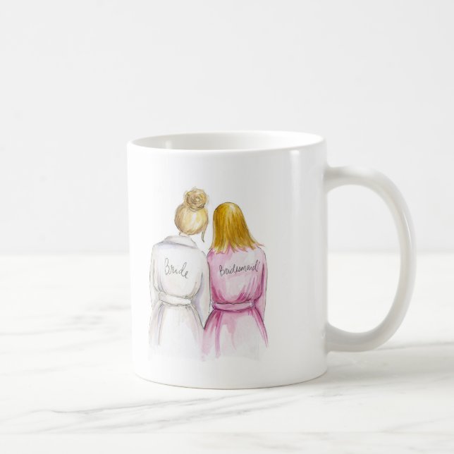 Bridesmaid? Br Bun Bride Dk Bl Long Maid Coffee Mug (Right)