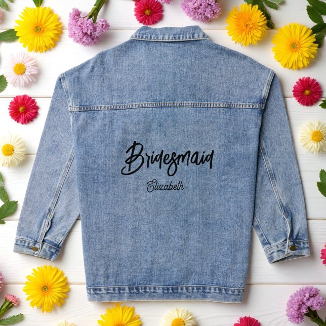 Bridesmaid Bridal Shower Wedding Denim Jacket (Creator Uploaded)