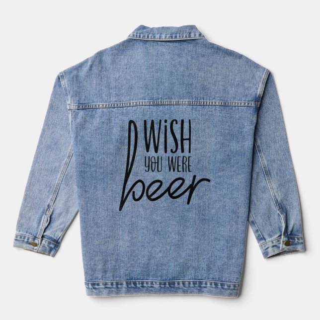 Bridesmaid Bride Bachelorette Party Wish You Were  Denim Jacket (Back)