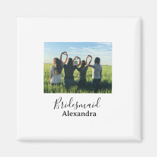 Bridesmaid bride squad name calligraphy photo gift magnet