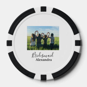 Bridesmaid bride squad name calligraphy photo gift poker chips