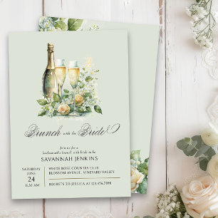 Bridesmaid Brunch with the Bride Champagne Floral Invitation