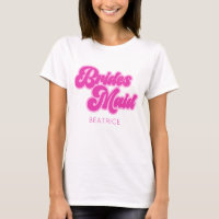 Bridesmaid Bubblegum Pink Retro Custom Name
