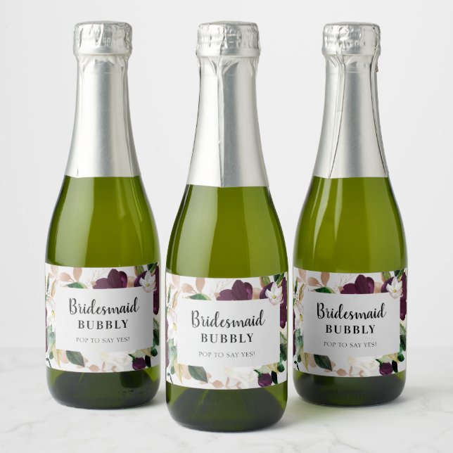Bridesmaid Bubbly Bridal Party Proposal Sparkling Wine Label (Bottles)