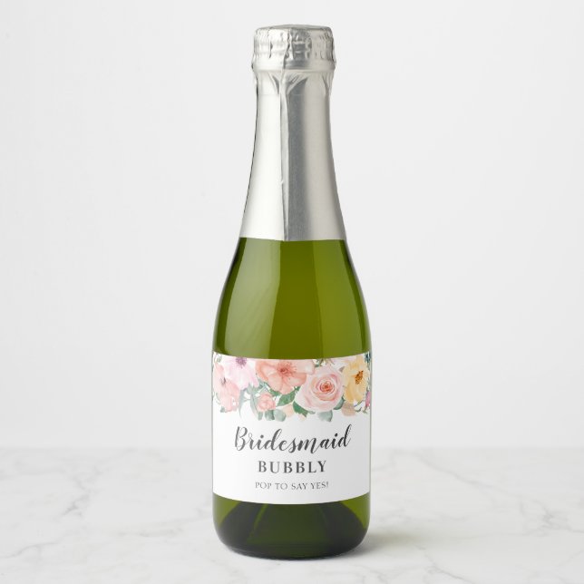 Bridesmaid Bubbly Bridal Party Proposal Sparkling Wine Label (Front)