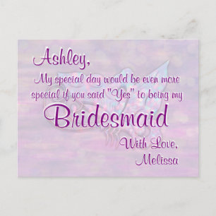 Bridesmaid Butterfly Bokeh Lights Postcard