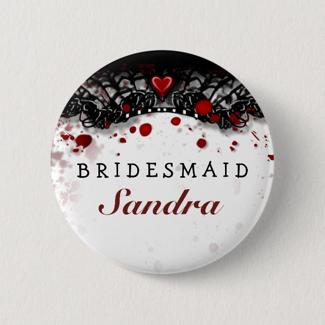 Bridesmaid Button Blood Splatter Halloween Wedding (Front)