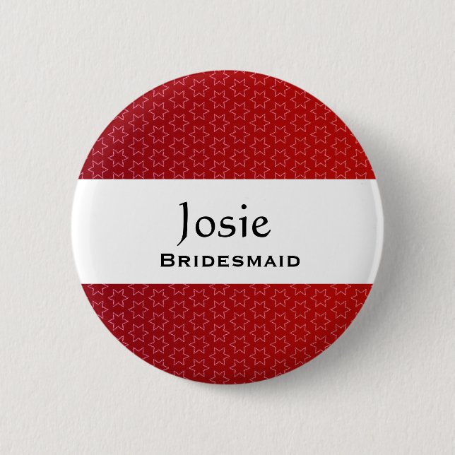 Bridesmaid Button Red Star Pattern (Front)