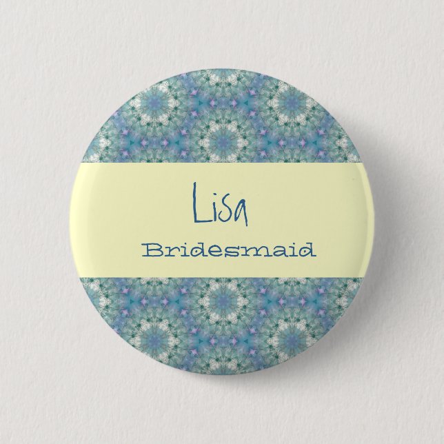 Bridesmaid Button Sweet Blue Stars Pattern (Front)