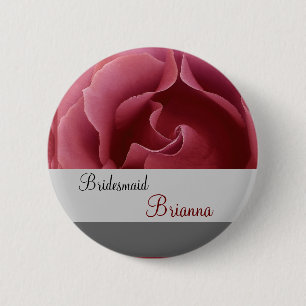 BRIDESMAID Button with RED Rose