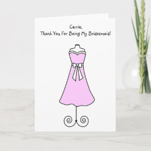 Bridesmaid Card With Pink Dress