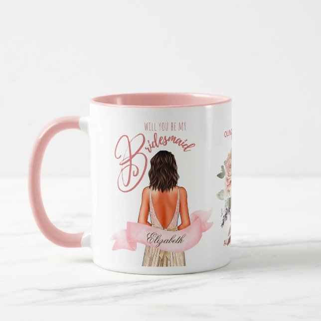 Bridesmaid Caricature Proposal Thank You Custom Mug (Left)