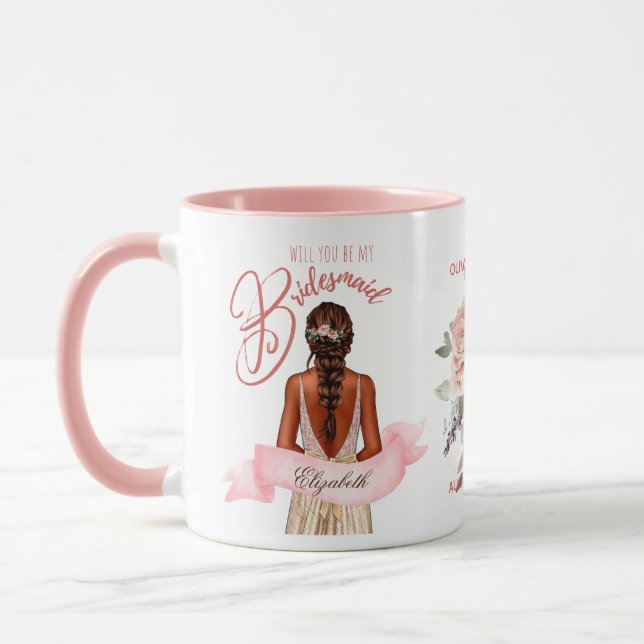 Bridesmaid Caricature Proposal Thank You Custom Mug (Left)