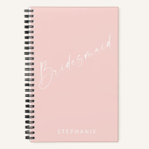Bridesmaid Chic Minimalist Personalised Blush Pink Notebook