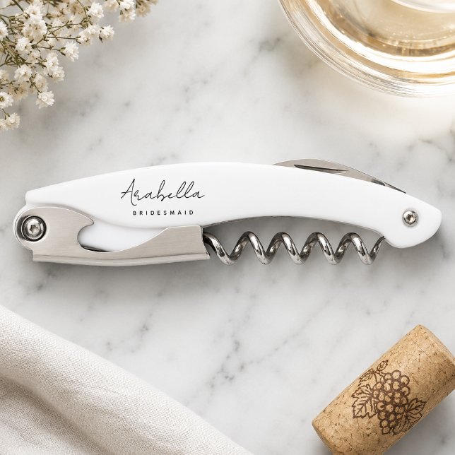 Bridesmaid Corkscrew | Bridal Party Proposal Gift (Personalized bridesmaid Waiters Corkscrew with custom name for bridal party gifting.)