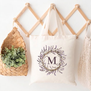 Bridesmaid   Custom Lavender Floral Monogram Bride Tote Bag
