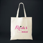 Bridesmaid Customised Tote Bag<br><div class="desc">This is a Bridesmaid customised tote bag with pink text and a black heart. It is personalised customised name monogram cute vintage tote bag is best gift idea for bride and bridesmaids at weddings. It is perfect as a bridal shower gift. You can easily add the couple's names and wedding...</div>
