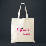Bridesmaid Customised Tote Bag<br><div class="desc">This is a Bridesmaid customised tote bag with pink text and a black heart. It is personalised customised name monogram cute vintage tote bag is best gift idea for bride and bridesmaids at weddings. It is perfect as a bridal shower gift. You can easily add the couple's names and wedding...</div>